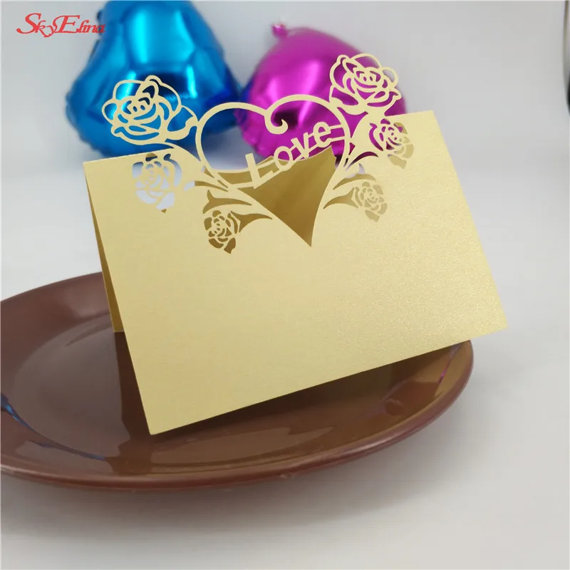 100 шт./компл. полые кружевные настольные карточки в форме сердца деревенские