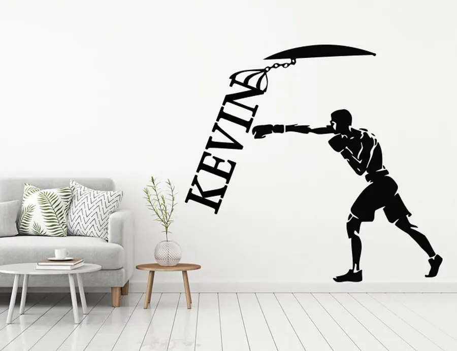 

Boxing Personalised Wall Decal Custom Name Boxer Vinyl Sticker Boy Dorm Bedroom Boxing Sport Decoration Wallpaper Gift Z268