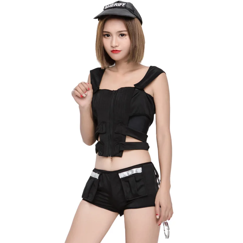 3 шт. сексуальные женские черные костюмы полицейских Хэллоуин игра сценический