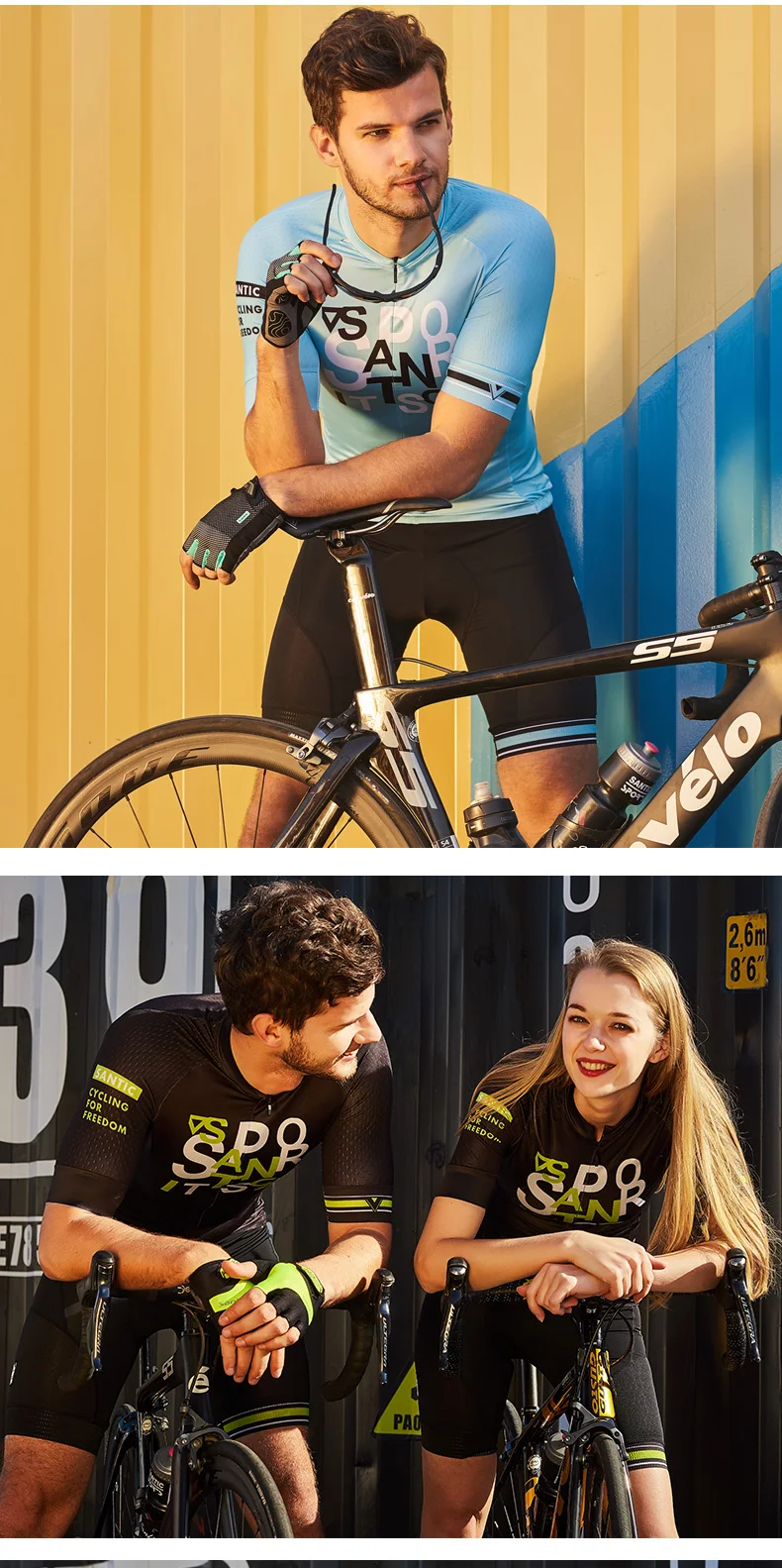 Santic, новинка, пара велосипедных костюмов, Летний дышащий MTB дорожный велосипед, короткий рукав, Джерси для мужчин и женщин, велосипедные шорты, 3 цвета