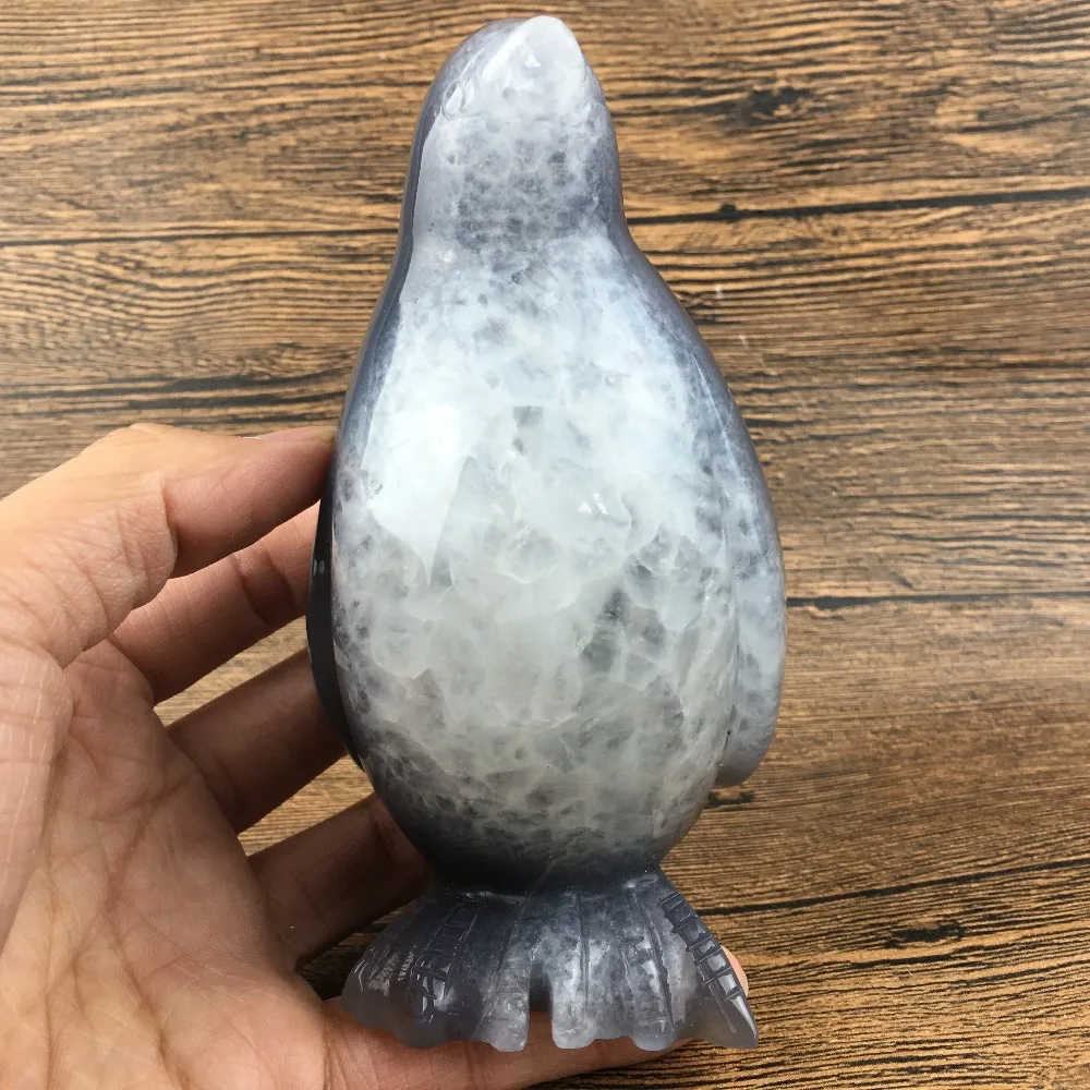 1.27LB Natural Geode Agate quartz penguin skull hand Carved crystal MK03 | Дом и сад