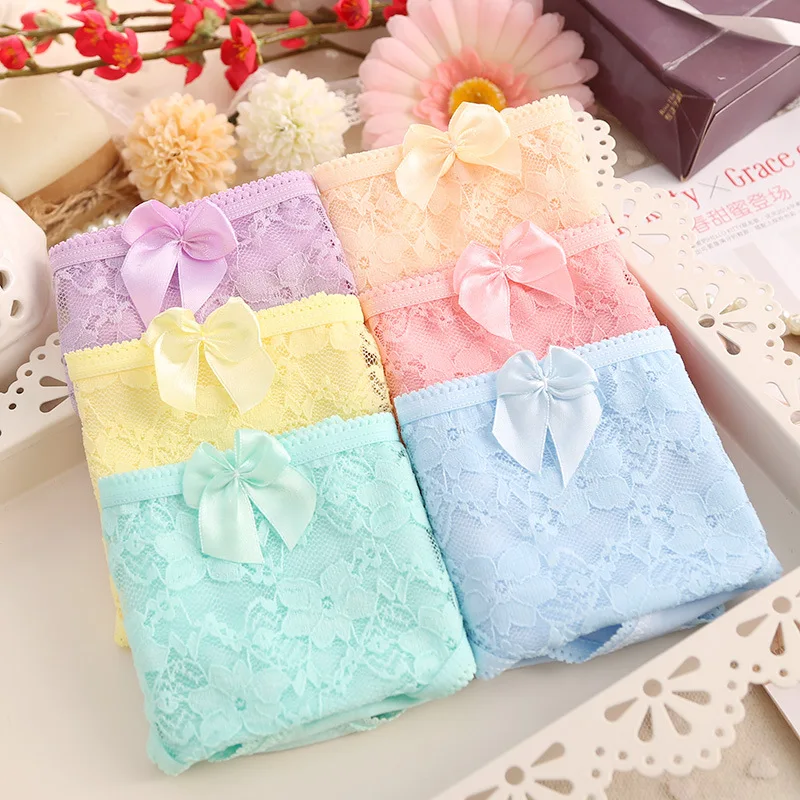 Нижнее белье женское из хлопка с низкой талией и бантом оптовая продажа 5 шт./лот