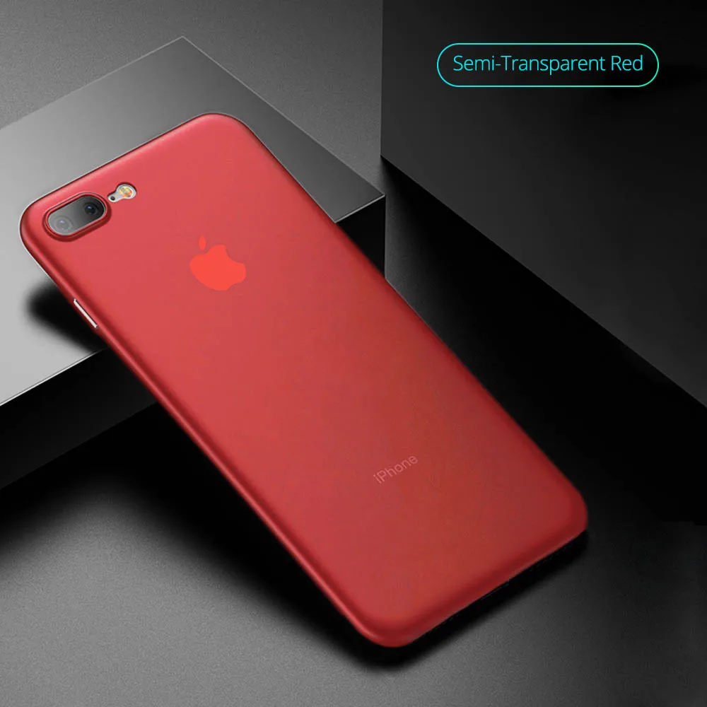 Red Матовый чехол для телефона iPhone 7 8X6 6S Plus 5 5S SE полупрозрачный противоскользящий для iPhone X 7plus Ультратонкий чехол - Цвет: Red