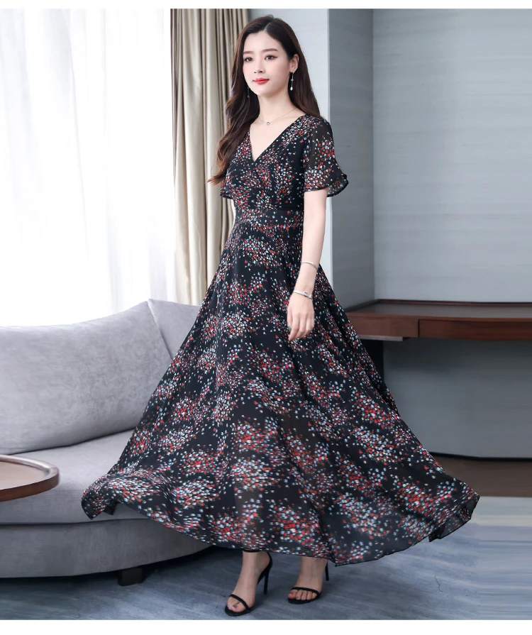 Женское шифоновое платье длинное пляжное макси Повседневные Вечерние платья