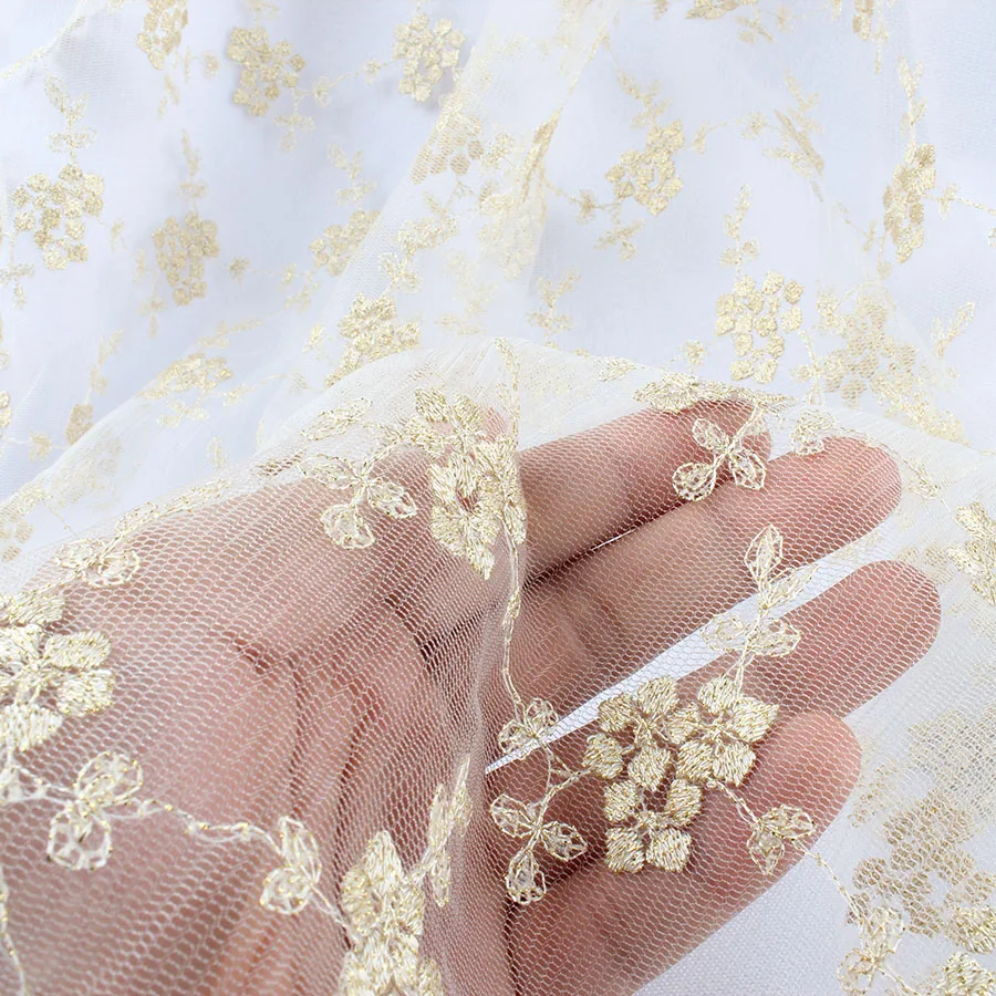 Маленькая золотая нить с цветком сливы Цветочная вышивка из кружевной ткани