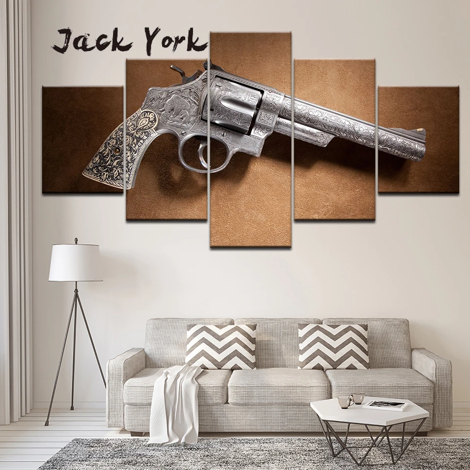 

Canvas Painting smith and Wesson guns 5 Pieces Wall Art Painting Modular Wallpapers Poster Print for living room Home Decor