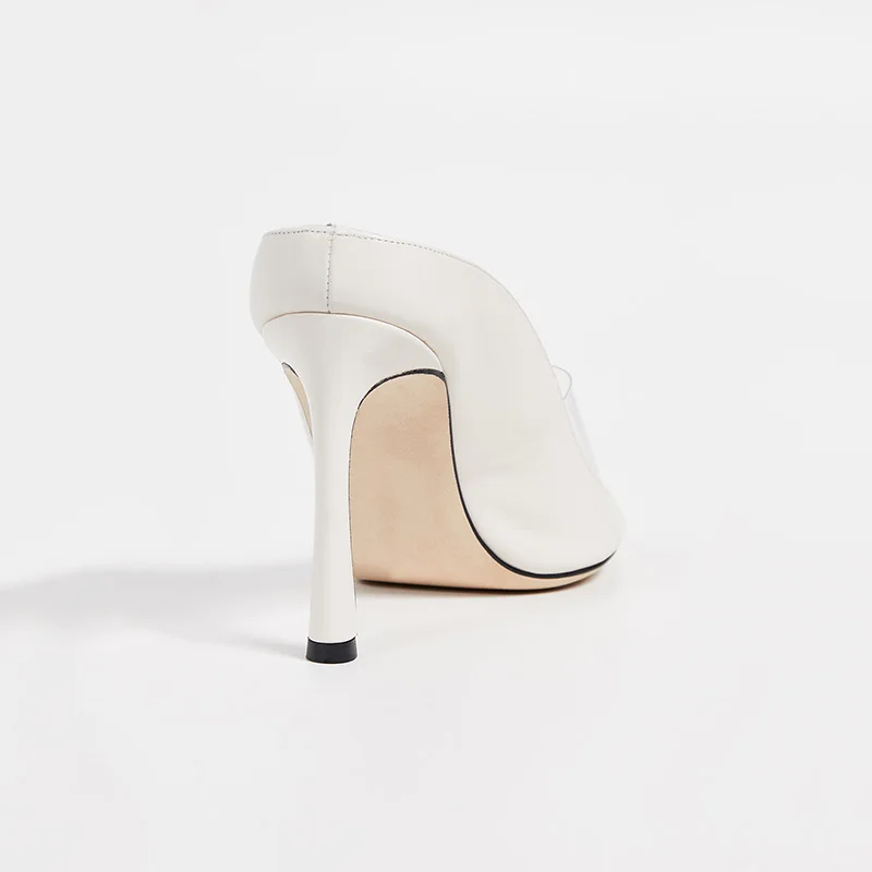 Белые элегантные лакированные кожаные прозрачные Шлепанцы из ПВХ осень 2021