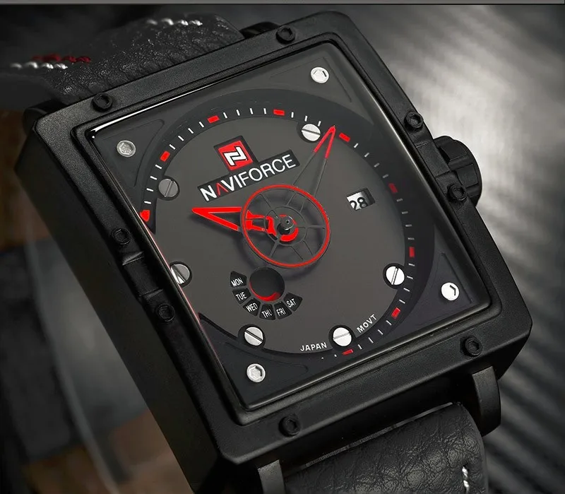 Часы Naviforce мужские брендовые Роскошные кожаные кварцевые модные повседневные