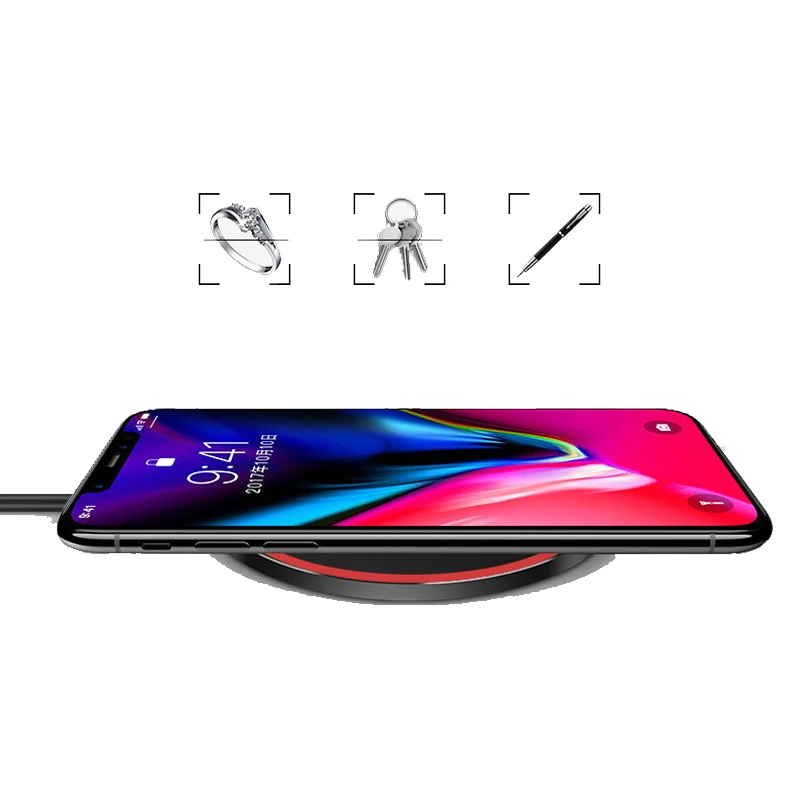 Смартфон Qi Беспроводное зарядное устройство совместимо с iPhone XR/XS/Xs/X/8/8 P Galaxy S9/S9+/S8/S8+/Note 9/8 круглая зарядная подставка