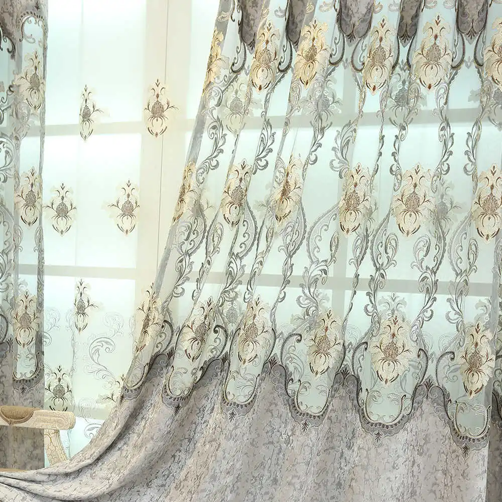 blackout curtain Высококачественные европейские Элегантные вышитые занавески и кухонные занавески для гостиной, французские занавески на окна, могут быть настроены - Цвет: blackout curtain