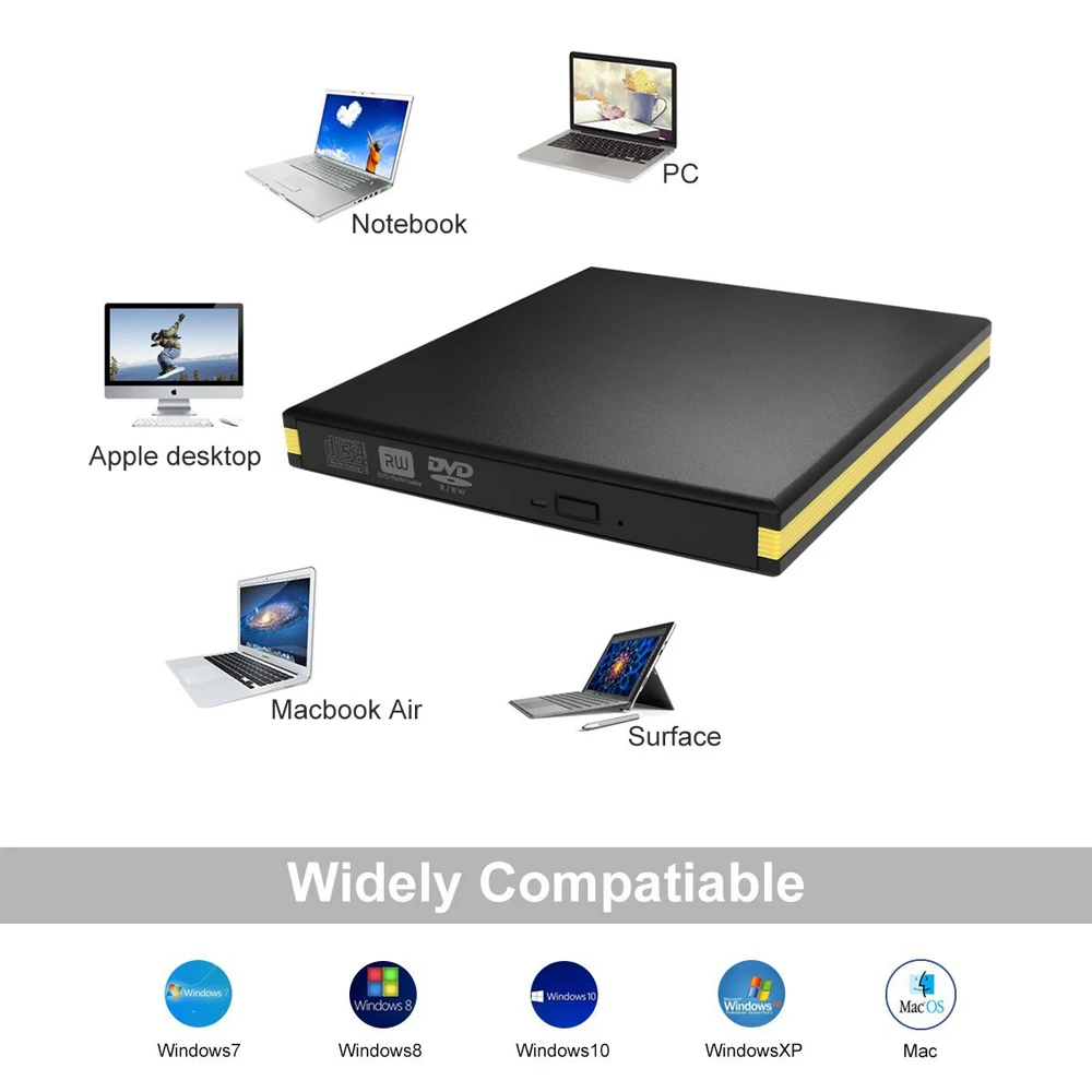 Внешний DVD RW USB 3 1 с Type C внешний DL CD привод записи горелка для WINDOWS XP/7/8/10 Mac