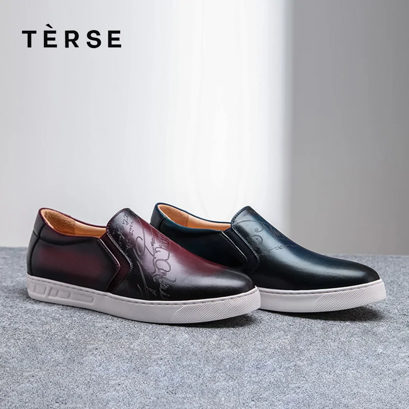 TERSE Мужская обувь ручной работы из натуральной кожи табакерские цветные ботинки