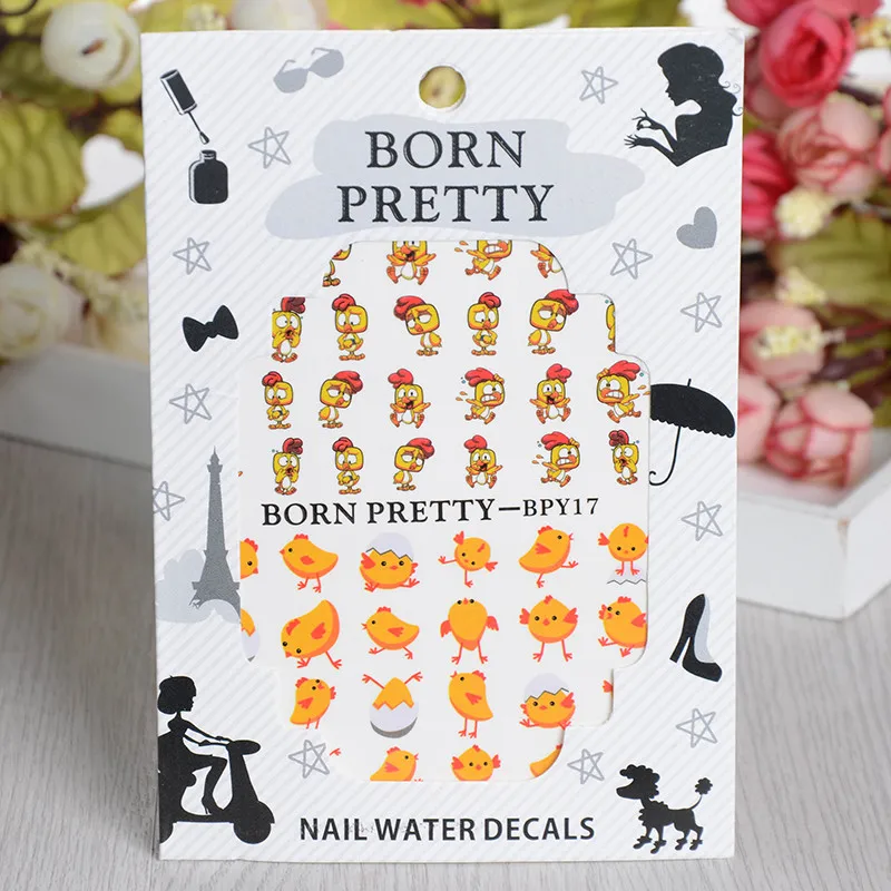 BORN PRETTY 2 листа Милая утка цыпленок русская кукла водяные наклейки для ногтей