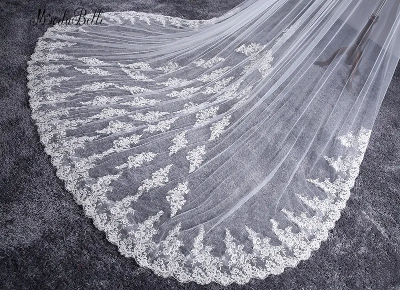 Modabelle кружевная свадебная вуаль с аппликацией по краям Свадебные аксессуары 2018