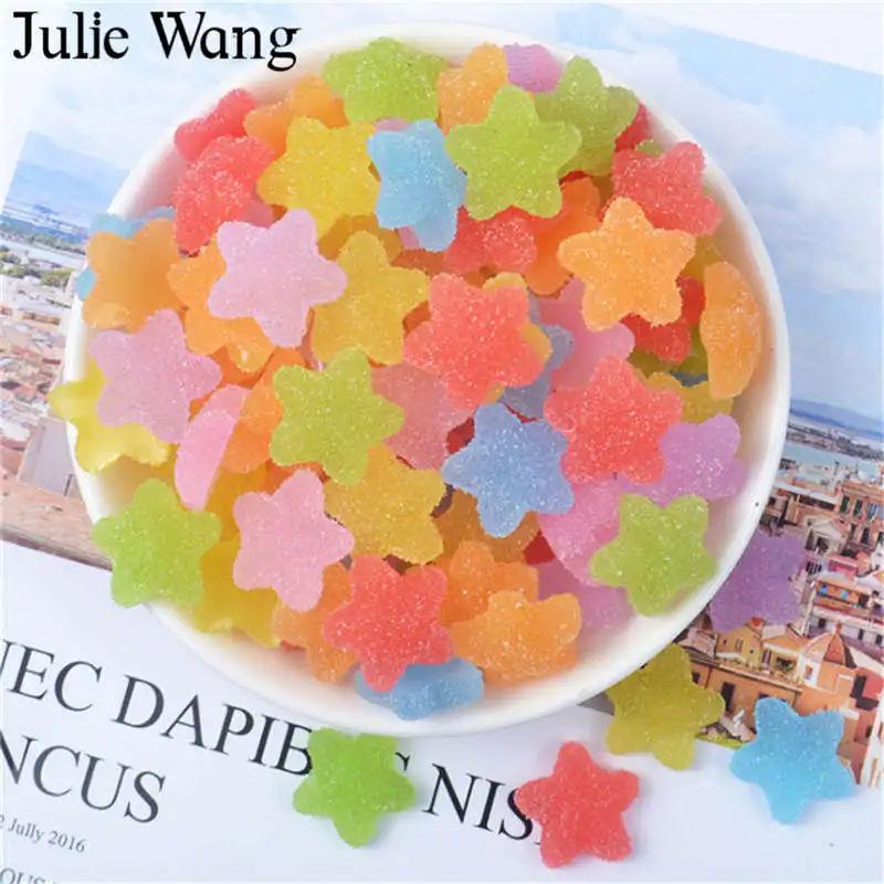 Julie Wang 20 шт 18 мм Смола звезда мягкие конфеты слизи кабошон с плоской задней