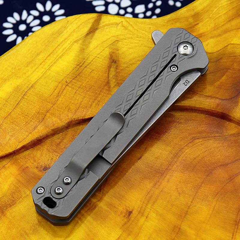 HUOWEN EDC Складной нож из титанового сплава тактический С флиппером карманный D2