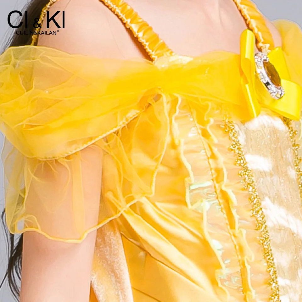 CuilinKailan dress Cosplay Costume Custom Kids Princess Sequined Cotton Baby Girls Vestidos Children christmas moana elsa | Детская