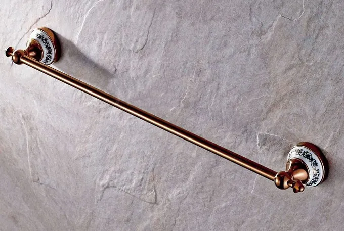 Настенный полированный розовый золотой Латунный Держатель для полотенец и