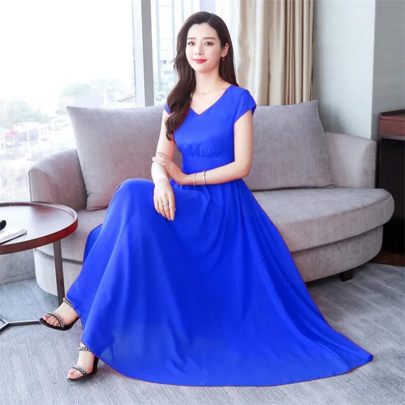 Женское платье длинное шифоновое для похудения в богемном стиле пляжное