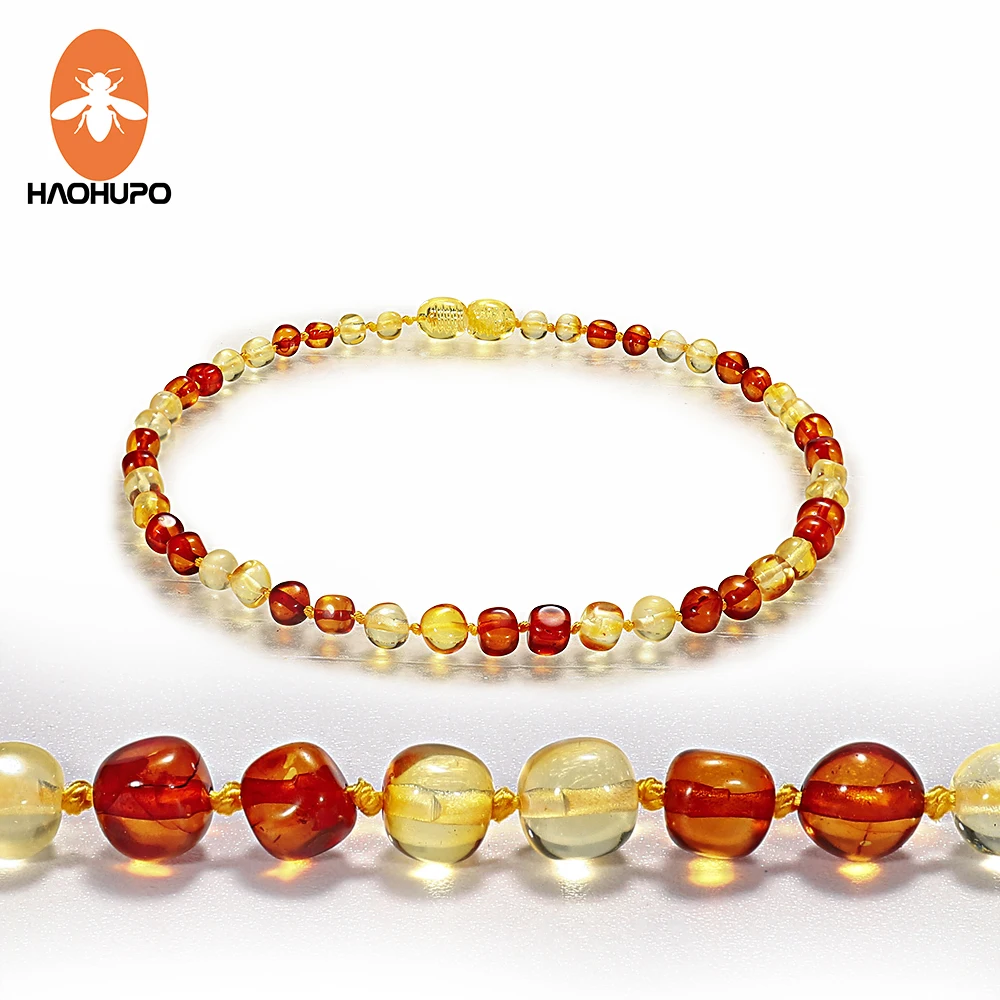 gold and cognac HAOHUPO природа Балтики янтарь ожерелье прорезывание зубов ювелирные изделия натуральный янтарь камни с джутовым мешком GIC индивидуально - Цвет камня: gold and cognac
