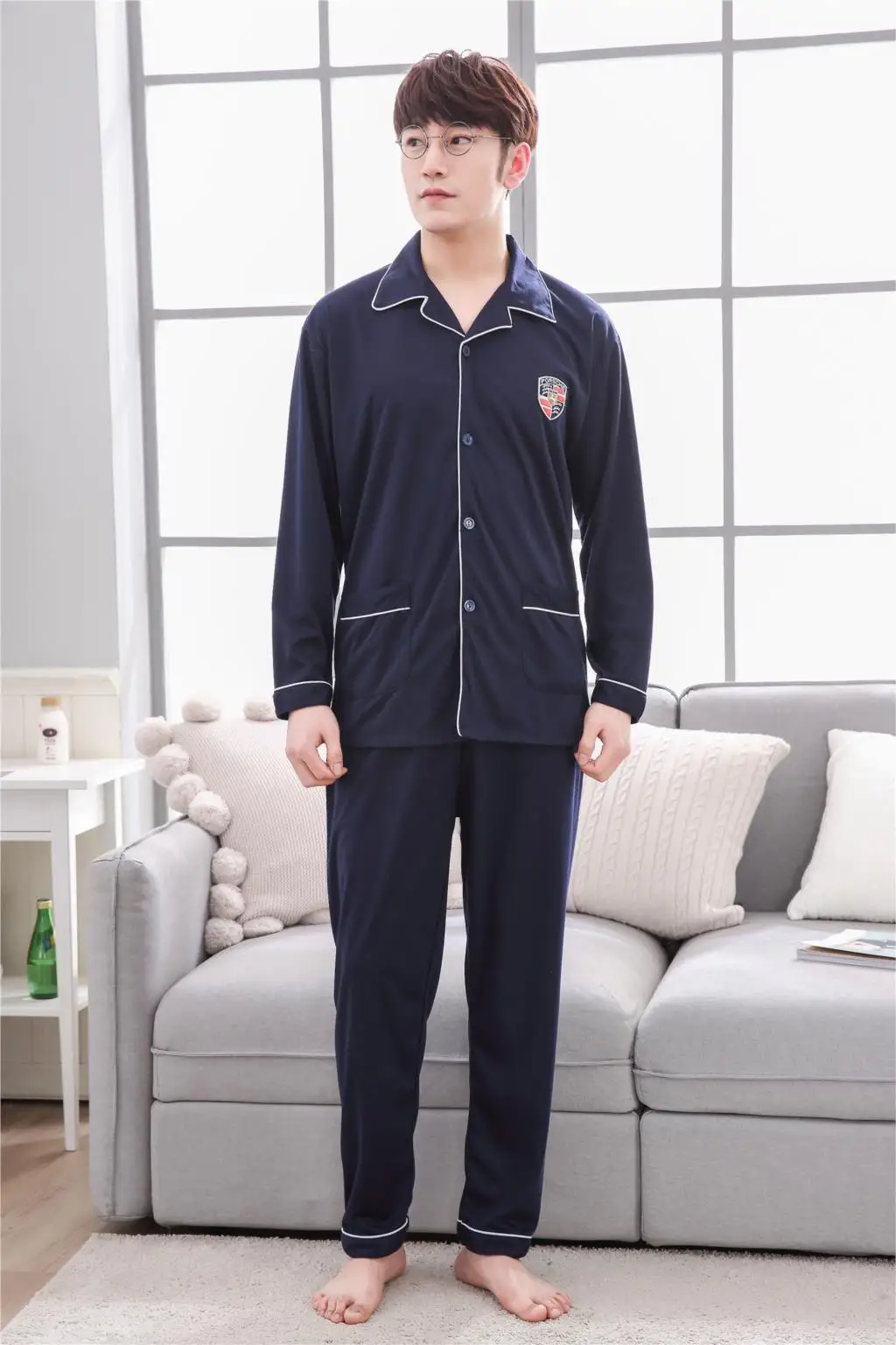 Yuzhenli/большие размеры, L-XXXL, Мужская пижама, новинка, толстый мужской пижамный комплект, хлопковый Халат, однотонная мужская пижама, зимняя одежда для сна