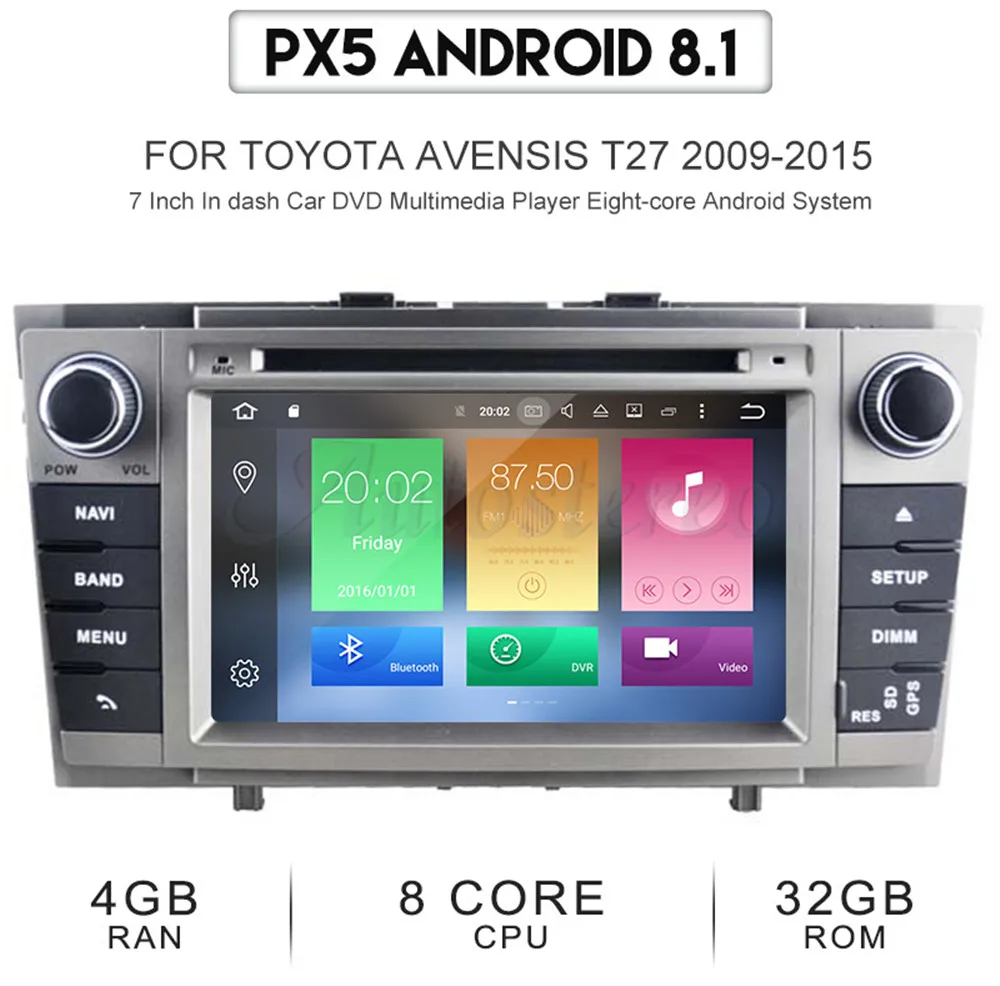 Android 8,1 автомобильный dvd-плеер Авторадио для Toyota Avensis T27 2009- gps навигация мультимедиа головное устройство радио магнитофон ips