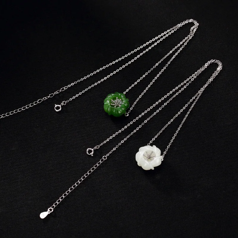 2018 Direct Selling Hot Sale Jasper Retro 100% 925 Sterling Royal Natural Stones Pendant Necklace Jewelry For Women Vintage | Украшения и