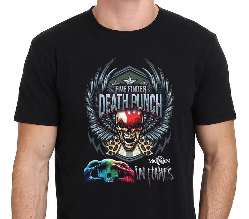 Новый Five Finger Death Punch и в огне Tour 2017 футболка Для мужчин's: XS-XXL | Мужская одежда