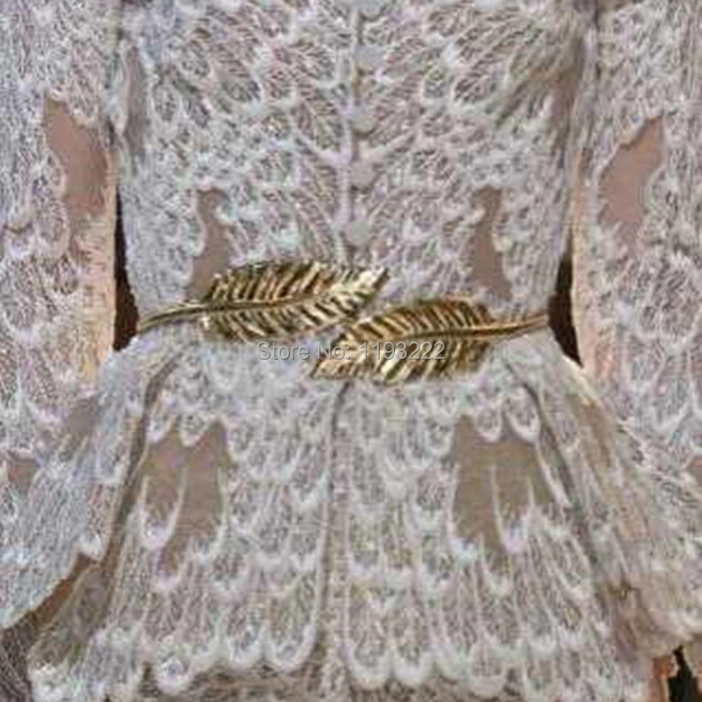 Стильный Модный женский трендовый ремень с золотыми металлическими листьями