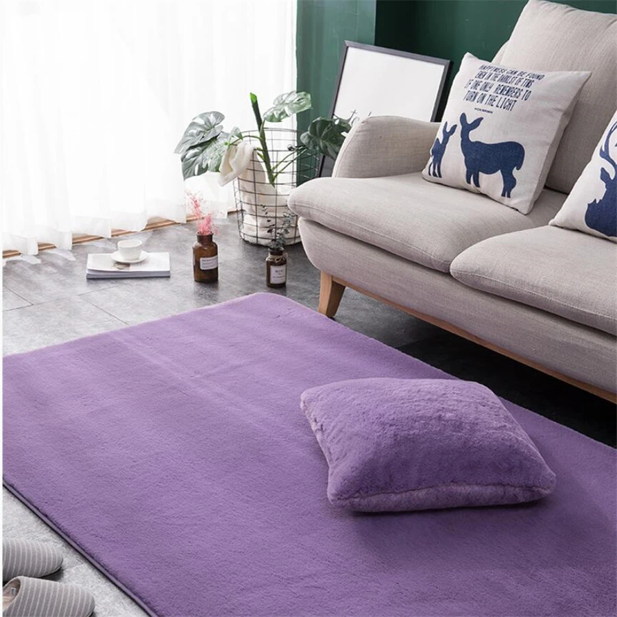 Скандинавский стиль имитация кроличьего меха ковер для спальни прикроватный