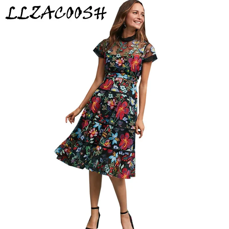 Платье для автопортрета женское кружевное платье с цветочной вышивкой на лето