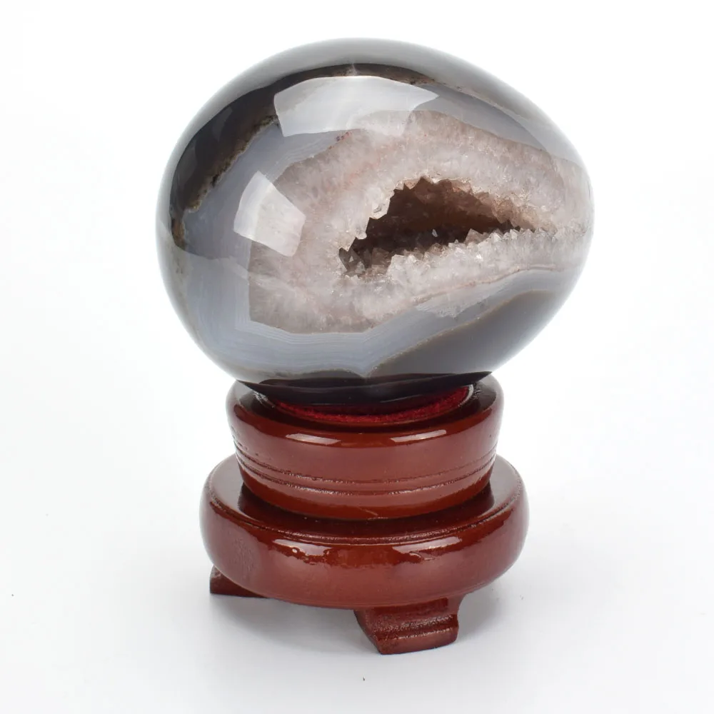 3,5 ''натуральный агат Geode резные декоративные мяч Рейки Исцеление Кристалл камень яйцо книги по искусству Коллекция Декор без база