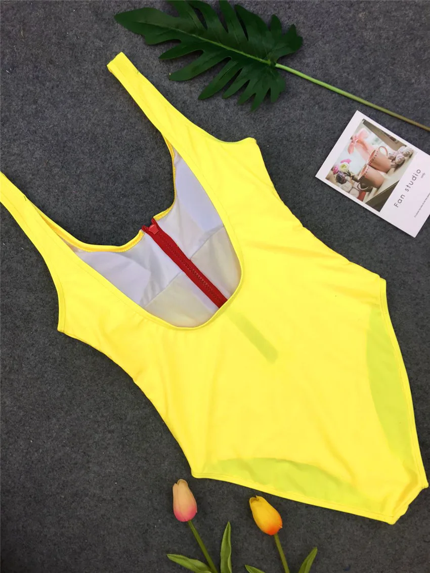 

Summer Women Beach Swimsuit Solid Color Zipper Backless Swimming Suits For One Piece Bathing Suit Swimwear Beach Bodysuit