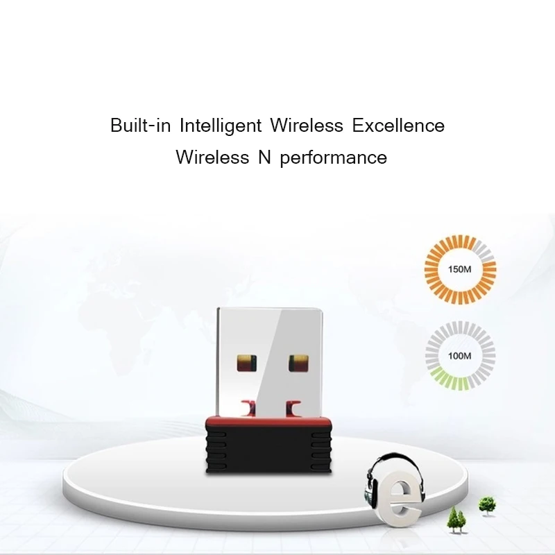 Мини ПК WiFi адаптер 150 м Wi Fi антенна с USB беспроводной компьютерной сетевой картой