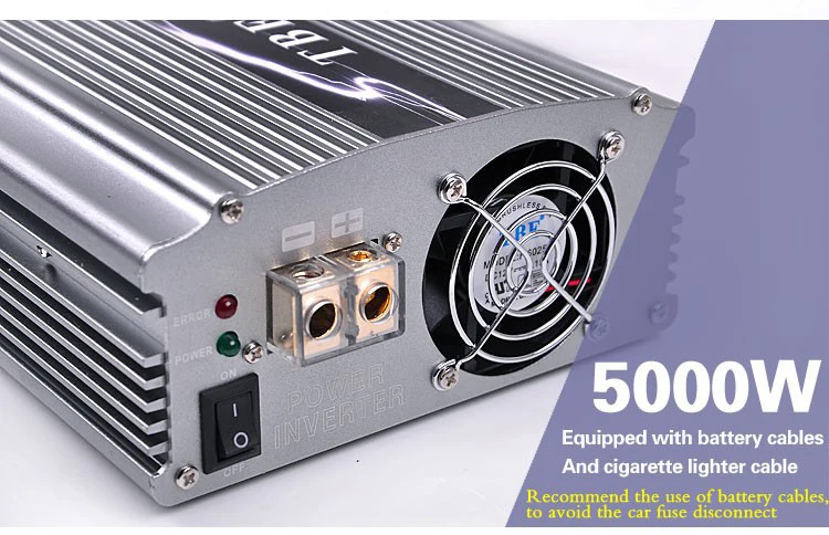 Металлический автомобильный инвертор TBE 5000 Вт постоянный ток 12 В в переменный 220