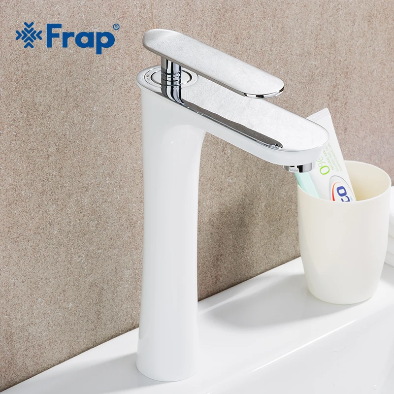 FRAP высокий белый смеситель для раковины хромированный латунный кран ванной