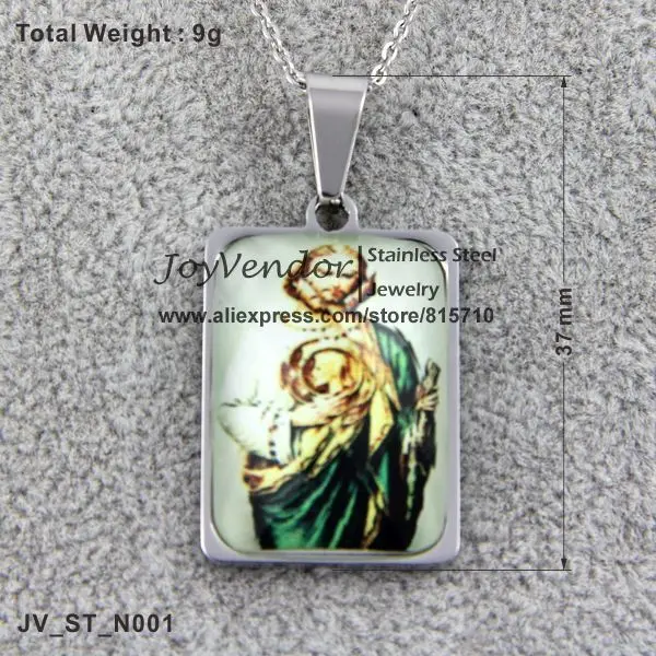Stainless Steel Crystal Surface Saint Jude Picture Christian Pendant With Chain Free Shipping | Украшения и аксессуары