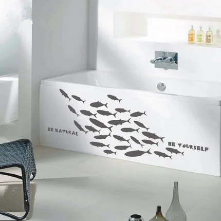 Морские настенные Стикеры для гостиной обои с рыбками наклейки ванной комнаты из