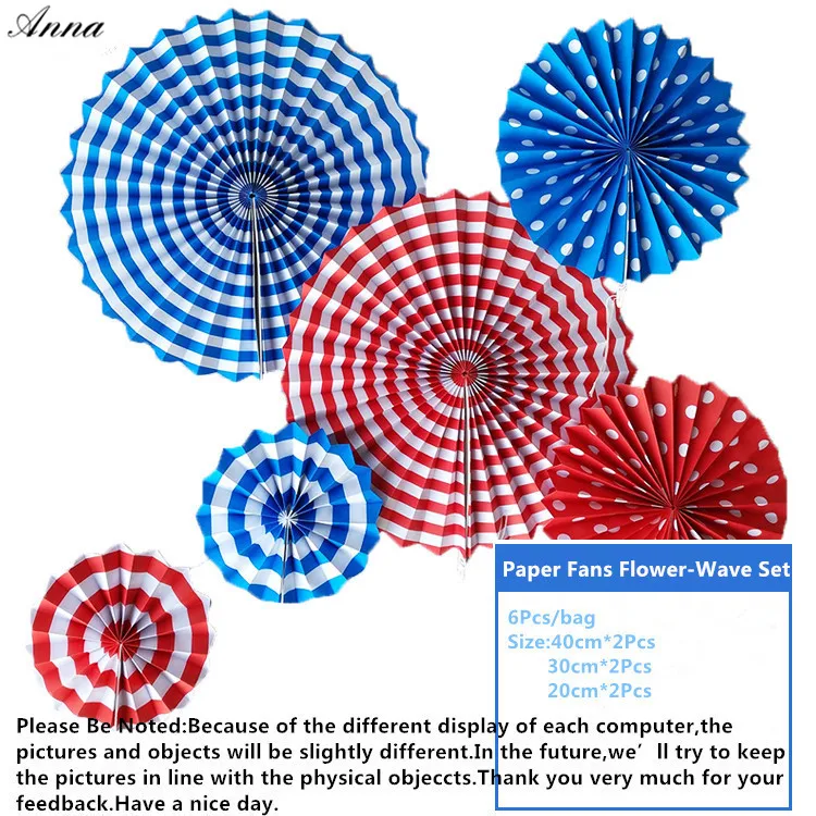 

6pcs/lot bule Cheap Paper Fans For Wedding Tissue Paper Fans Flowers Birthday Party Holiday Supplies Wedding Favors