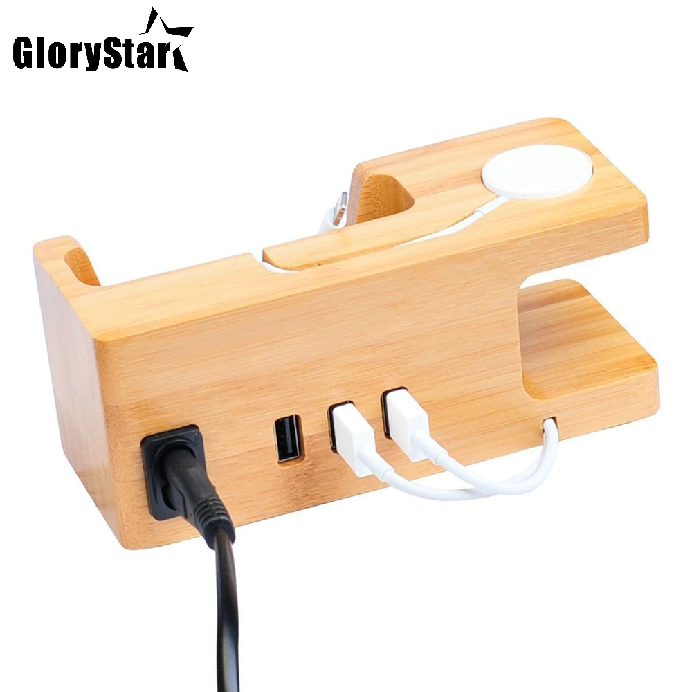 

Деревянная подставка GloryStar для быстрой зарядки с 3USB-портами