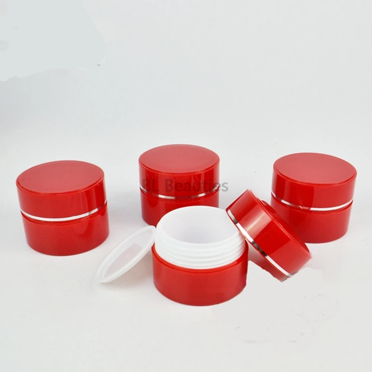 

200pcs/lot 15g 30g Travel Face Cream Lotion Cosmetic Container Refillable Bottles Plastic Empty Red Whit Color Makeup Jar Pot