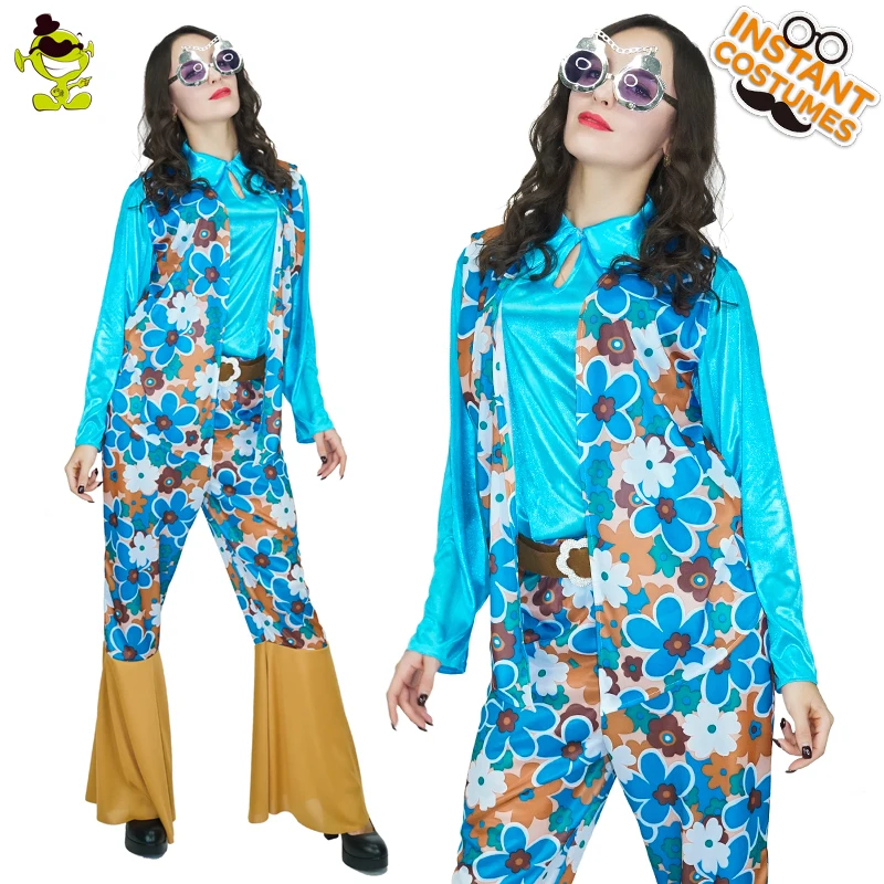 

Взрослые хиппи цвета радуги с цветочным рисунком, танцевальный костюм для женщин новые поступления в стиле 60-х вечерние хиппи костюмы для к...