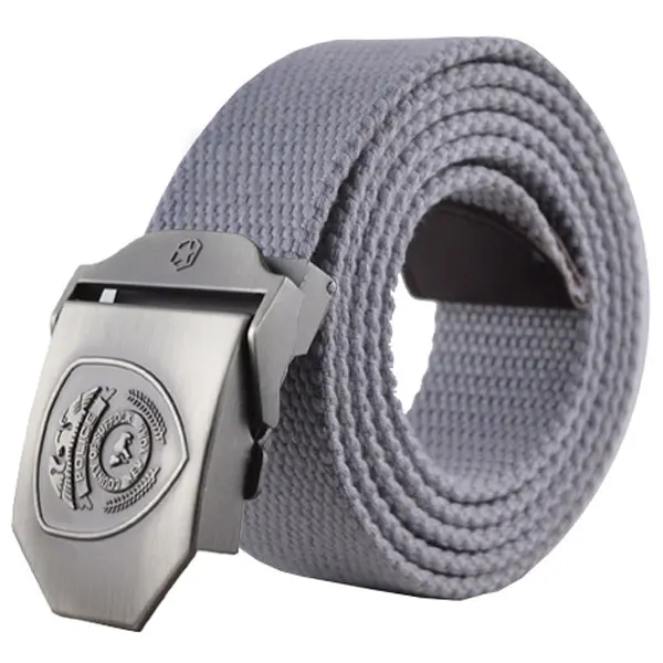 Style1 Gray Мужской ремень, уплотненный холст, Нью-Йорк щит, ремни, военный пояс, армейский тактический ремень, высокое качество, ремень 110, 140 см, 10 цветов - Цвет: Style1 Gray