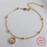 sterling silver 925 fashion simple zicon water wave beads chain links bracelets womens fine jewellery