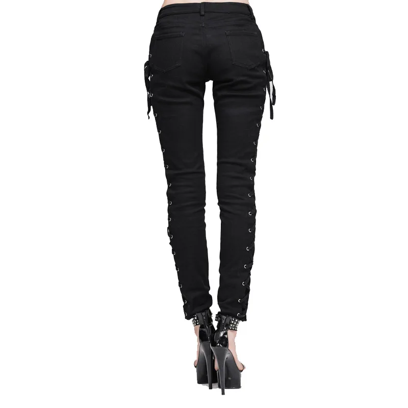 Женские готические хлопковые брюки в стиле стимпанк обтягивающие с высокой