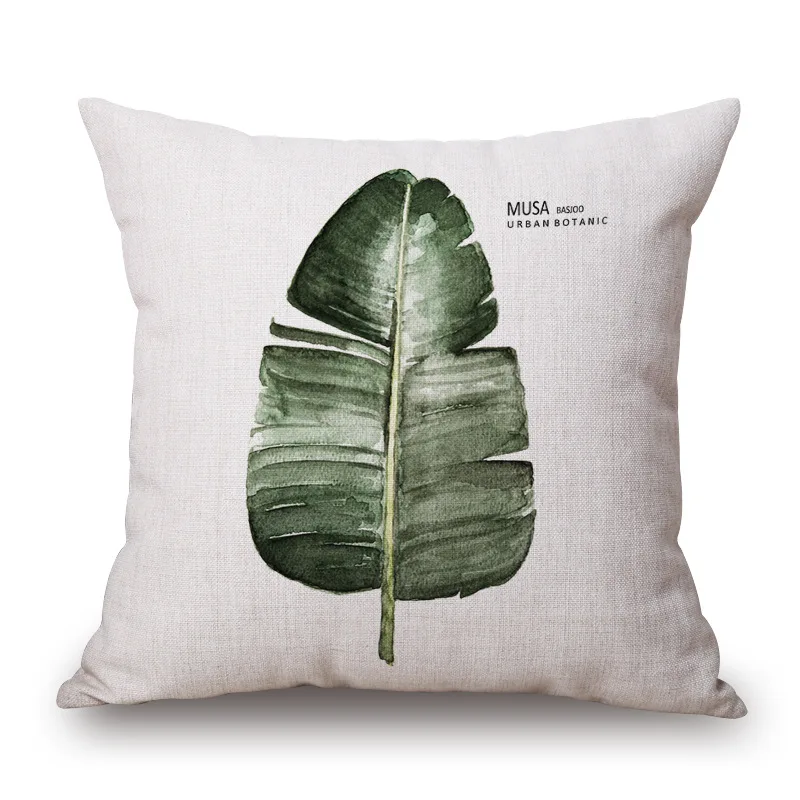 Акварельные тропические зеленые банановые листья с растительным принтом