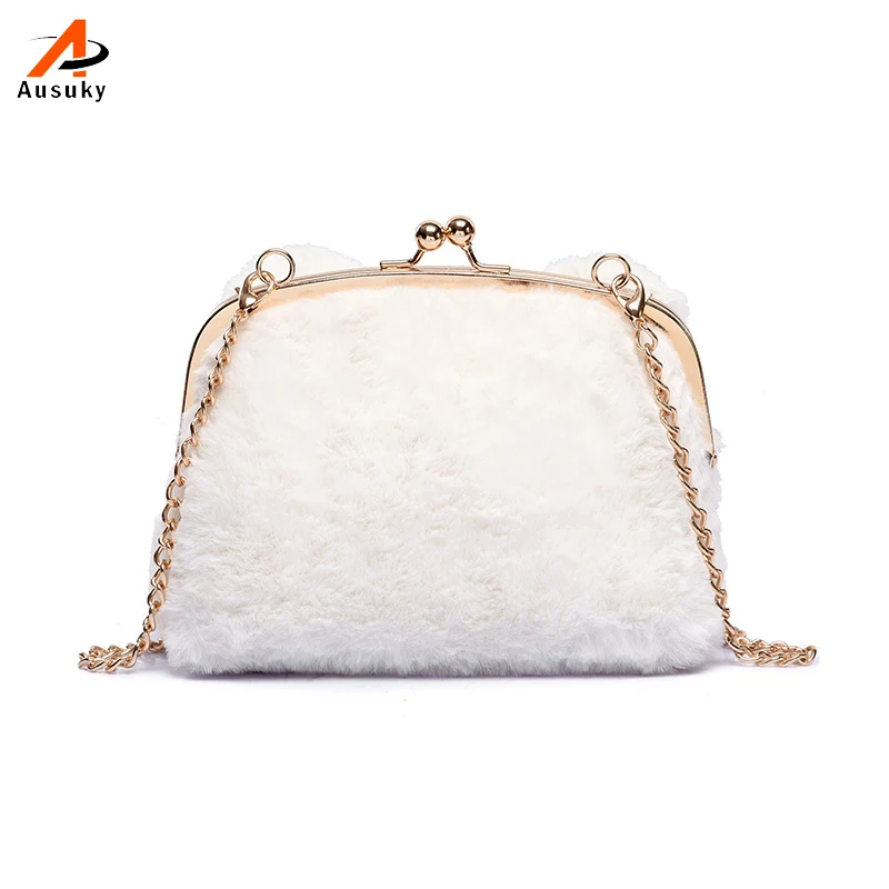 Ausuky New Design Women Bags Handbags Famous Brands Cute Cat Pattern Messenger Soft Plush Shoulder Mujer | Багаж и сумки