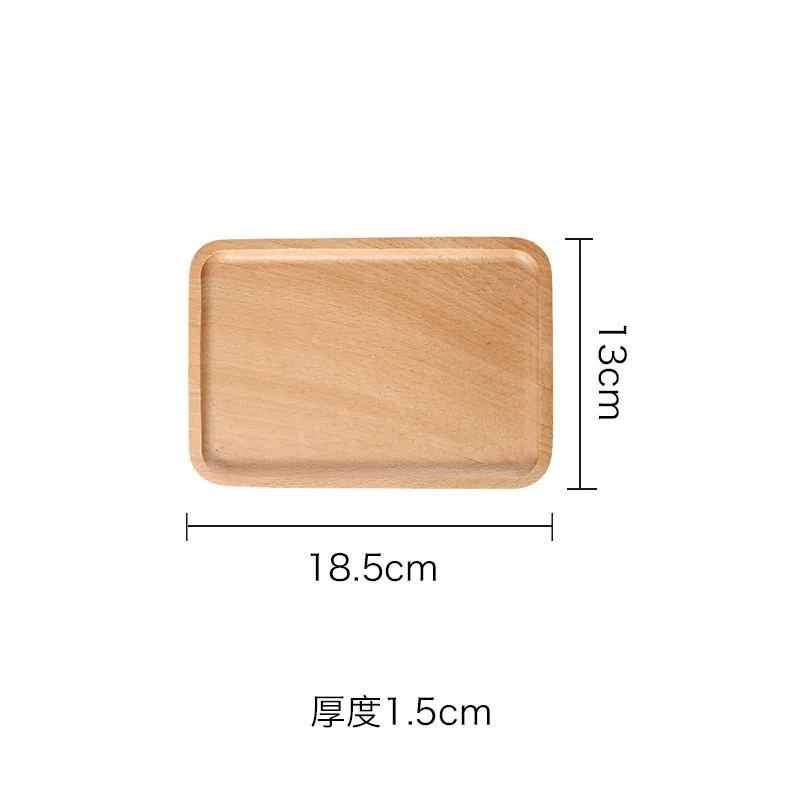 L18.5 W13 H1.5cm Бук деревянный поднос, нордическое украшение, домашний поднос, противень для выпечки, многофункциональные поддоны для хранения еды/фруктов/чая, деревянный поднос для чая - Цвет: L18.5 W13 H1.5cm
