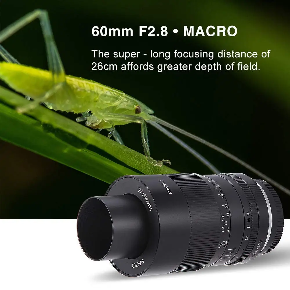 7artisans 60 мм f2. 8 1:1 ручной макро Фокус объектив APS-C для Canon EOS M50 M6 sony E Mount M4/3 GH5 Fuji X-mount беззеркальная камера