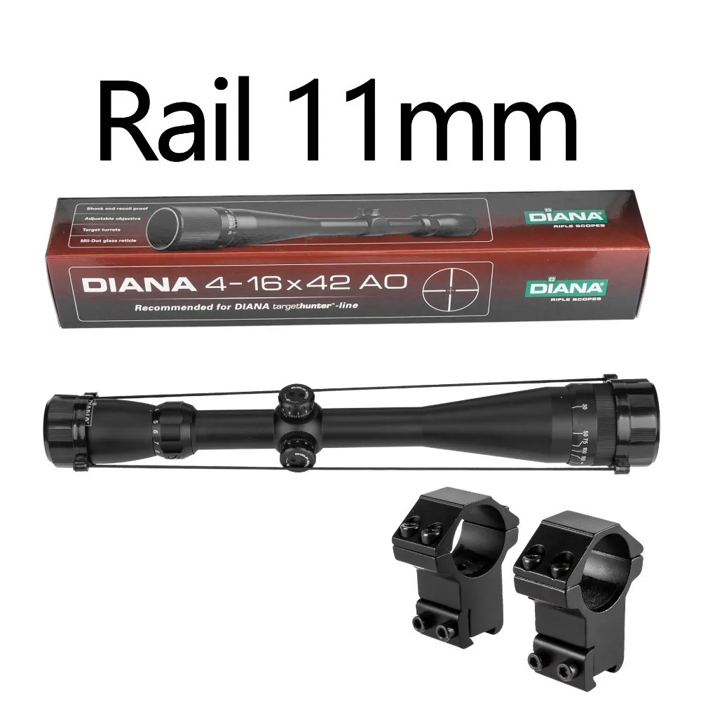 Тактический DIANA 4-16X42 AO Riflescope охотничий прицел оптический прицел Охотничья винтовка - Цвет: 11mm